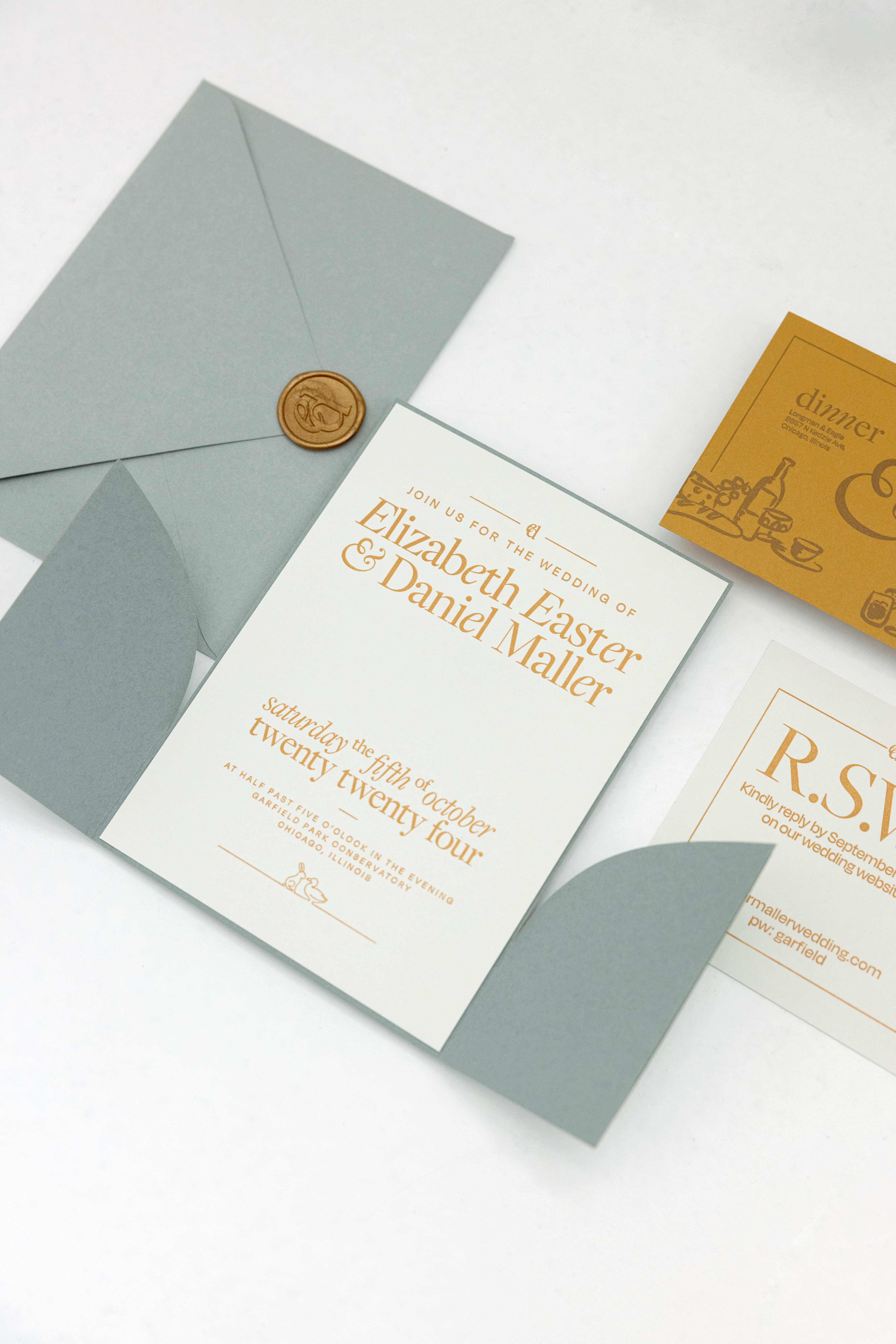 Wedding stationery suite, full layout