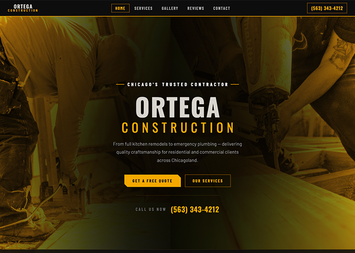 Ortega Construction website